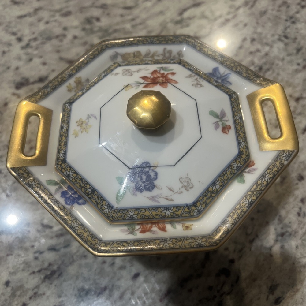 Haviland Limoges Coromandel Sugar Bowl Lid Coffee Tea Handle Covered Gold Floral - Picture 2 of 12